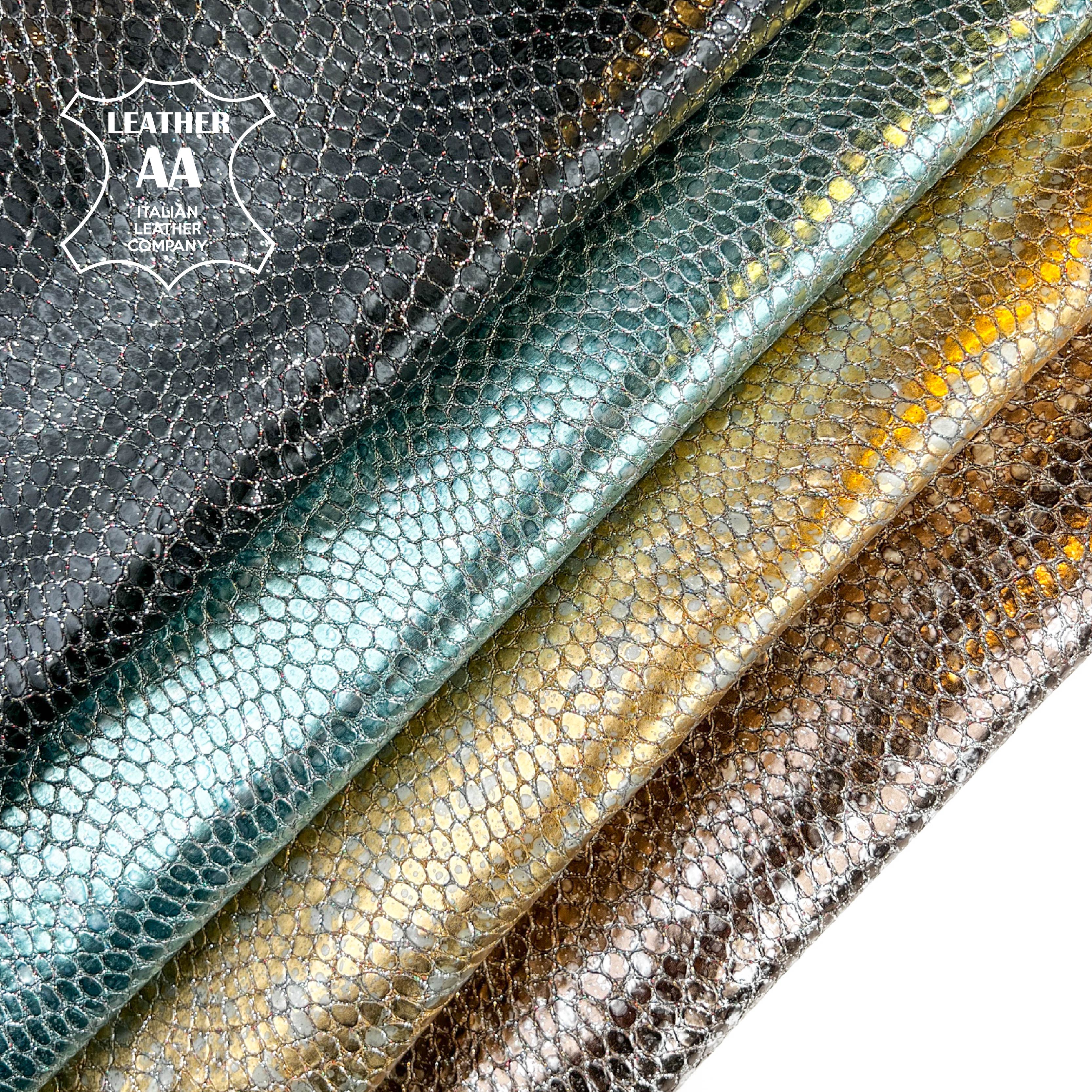Metallic Sparkle Reptile Embossed Leather  0.8-1.1mm/2-2.75oz REPTILE MIX 1510