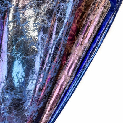 Blue Purple Wrinkled Lambskin  0.6 - 1.7mm / CRUNCHY GALAXY MIX 1375