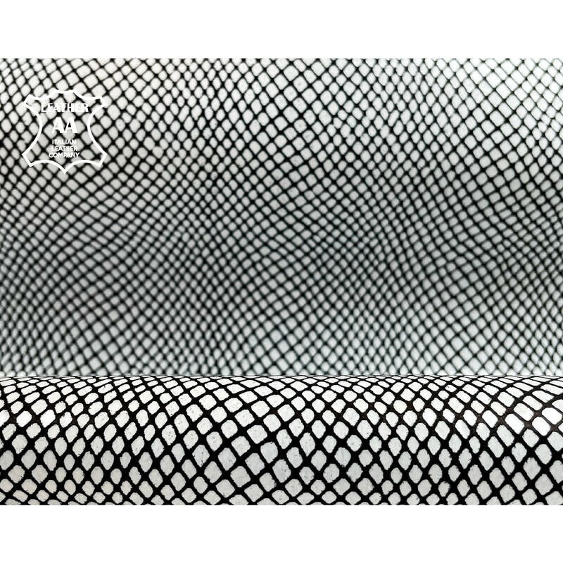 Black & White Reptile Print Lambskin 0.9mm/2.25oz / KING SNAKE 1151
