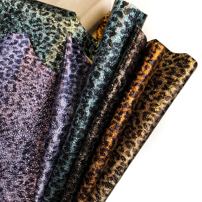 Textured Leopard Print Lambskin Leather 1.0mm/2.5oz CRUNCHY LEOPARD MIX 1337