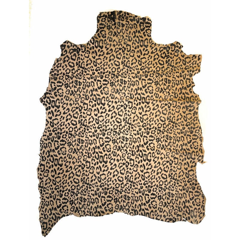 Beige Suede Leopard Print Lambskin 1.1 mm/ 2.75 oz / VELOUR LEOPARD 1373