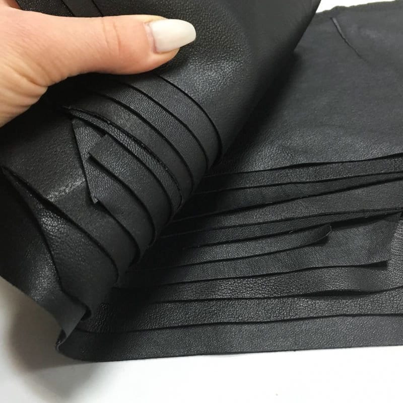 Black Stretch Lambskin Mix Scrap Pack DIY Renmants