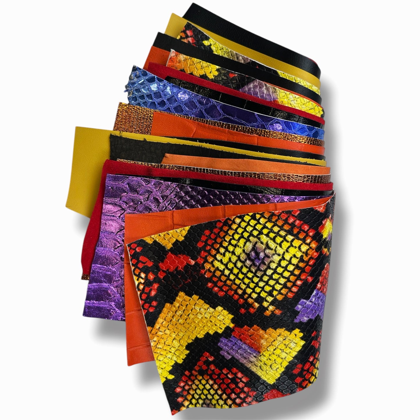 Crazy Snake Print Mix Limited Leather Remnant Packs 0.8-1.3mm/2-3.25oz