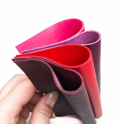 Purple and Red Shades 5x5in 4 pcs Real Animal Leather