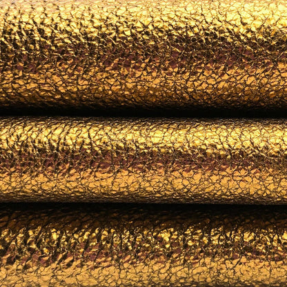 Sparkly Metallic Gold Lambskin Hides 0.8mm/2oz / CRUNCHY GOLD 995