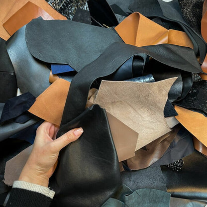 Dark Color Quality Leather Sheet Scrap Pack /  Blue Leather Mixed 1900 g /4 lbs