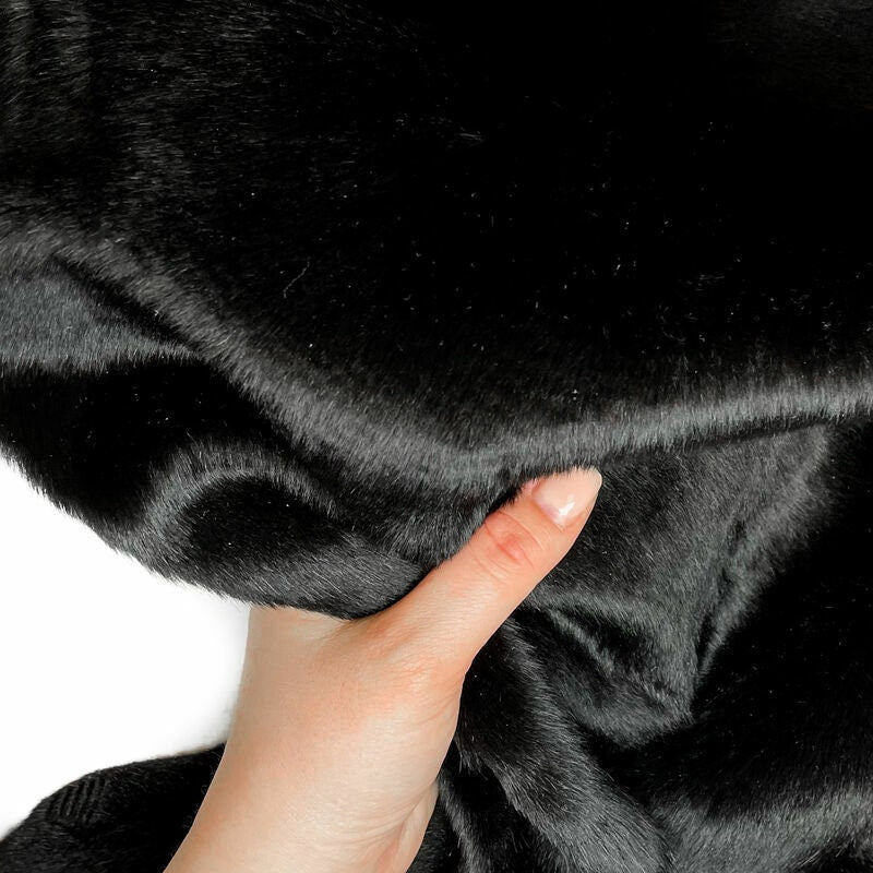 Shiny Black Italian Shearling Hides  Warm Double Sided Skins 1m/2.5oz BLACK KANGAROO 1068