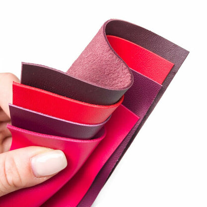 Purple and Red Shades 5x5in 4 pcs Real Animal Leather