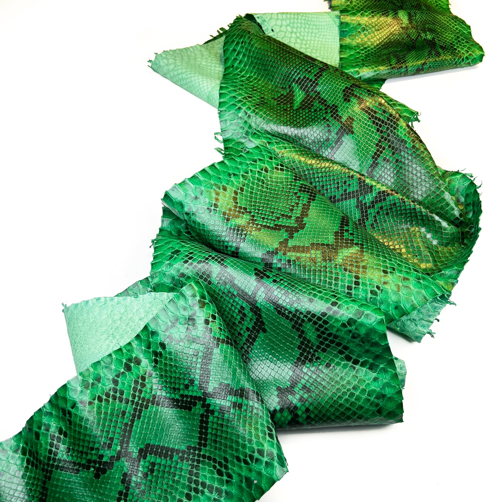 Bright Green Pythons Leather Full Skins Genuine Snakeskin  0.7mm/1.75oz