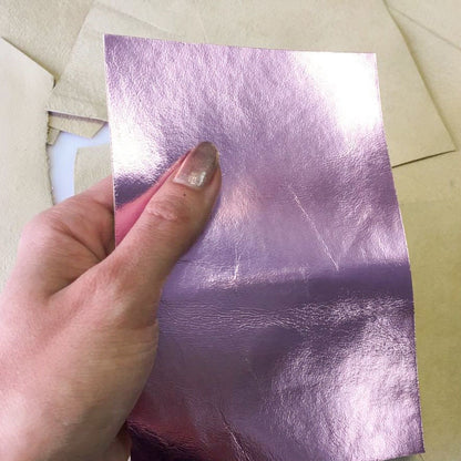 Pink Metallic Lambskin Scraps Pink Rose Leather Pieces 0.6-0.8mm/2oz