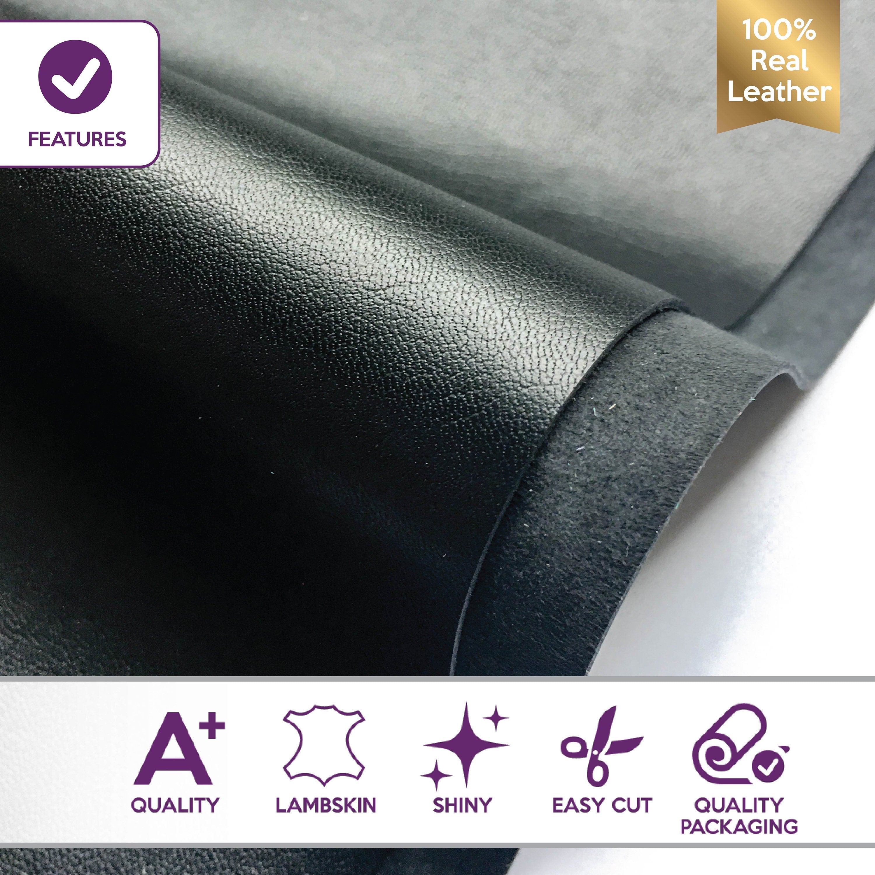 Shiny Classic Black Lambskin BLACK SHEEP 674 0.8 mm/ 2oz