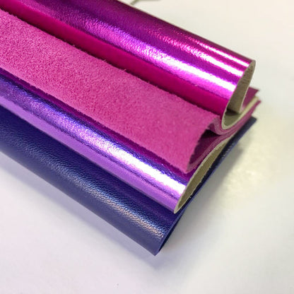 Neon Purple Shades Lambskin Sheets 4 Purple Metallic 5x5 inch Pieces