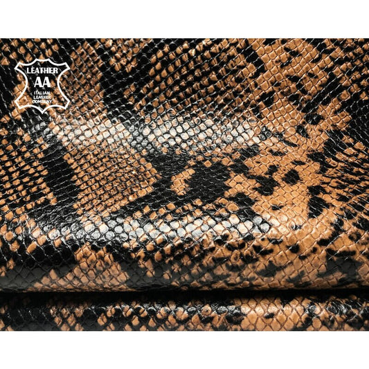 Classic Brown Snakeskin Print Lambskin  0.8mm /2oz / AMAZON SNAKE 1019