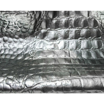 Metallic Matte Silver Lambskin With Crocodile Print 0.7mm/1.75oz Matte SILVER CROCODILE 1046