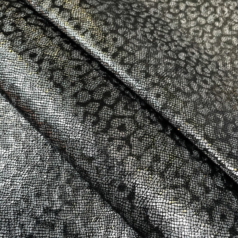 Black And Silver Leopard Print Lambskin 0.7mm/1.75oz / BLACK LEOPRD 1094
