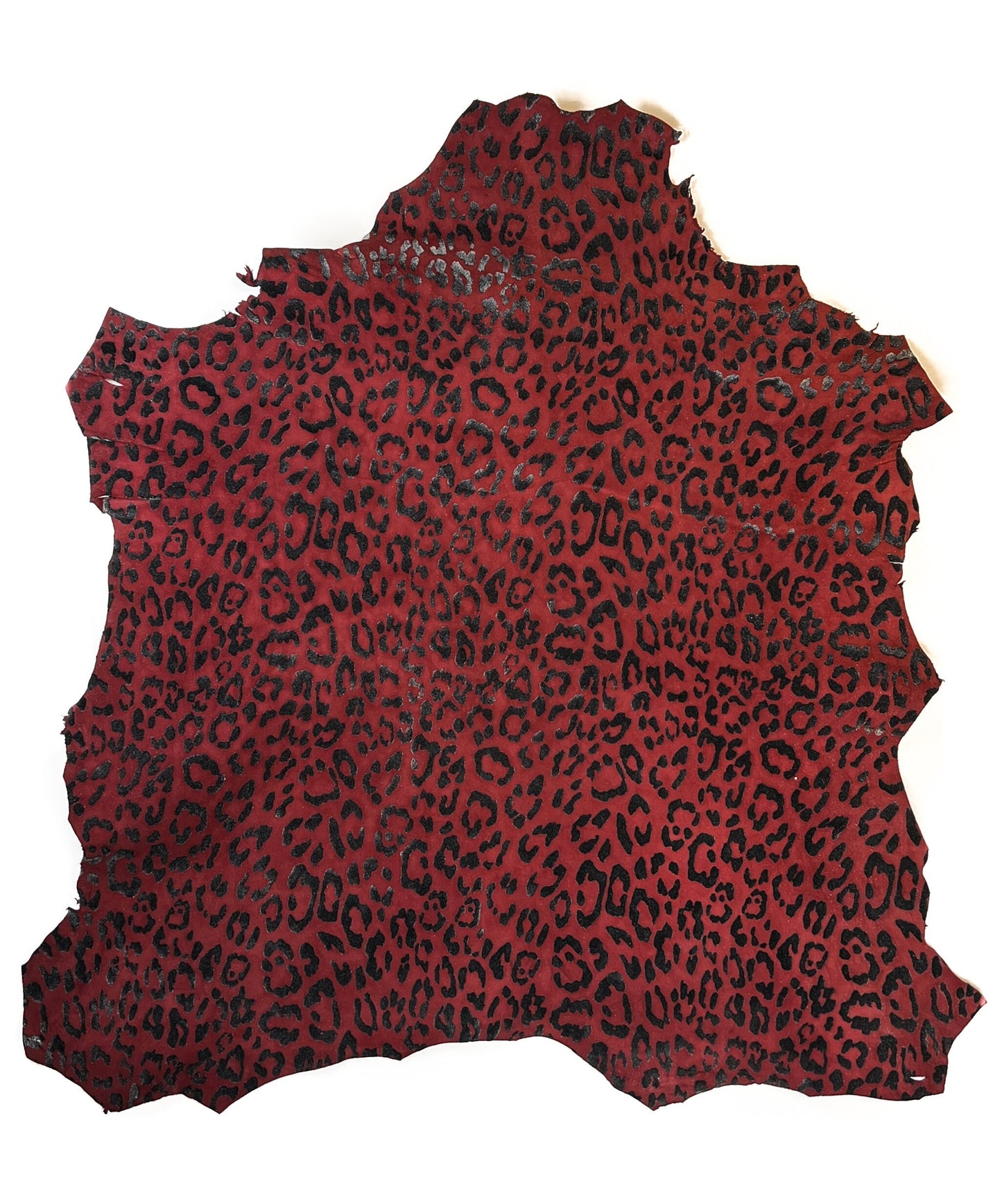 Red Black Lambskin Suede With Leopard Print 0.8-1.2mm/2-3oz