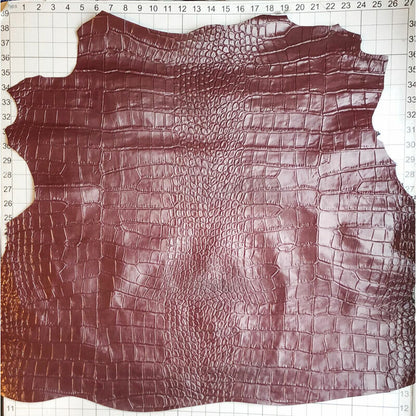 Dark Red Lambskin With Crocodile Print 0.6mm/1.5oz / ANDORRA CROCODILE 1018