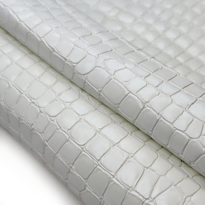 White Patent Lambskin With Crocodile Print 1.1-1.2mm WHITE CROCO 1589