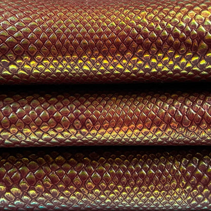 Metallic Red Lambskin With Lizard Print 1mm/2.5oz / RED LIZARD 1238
