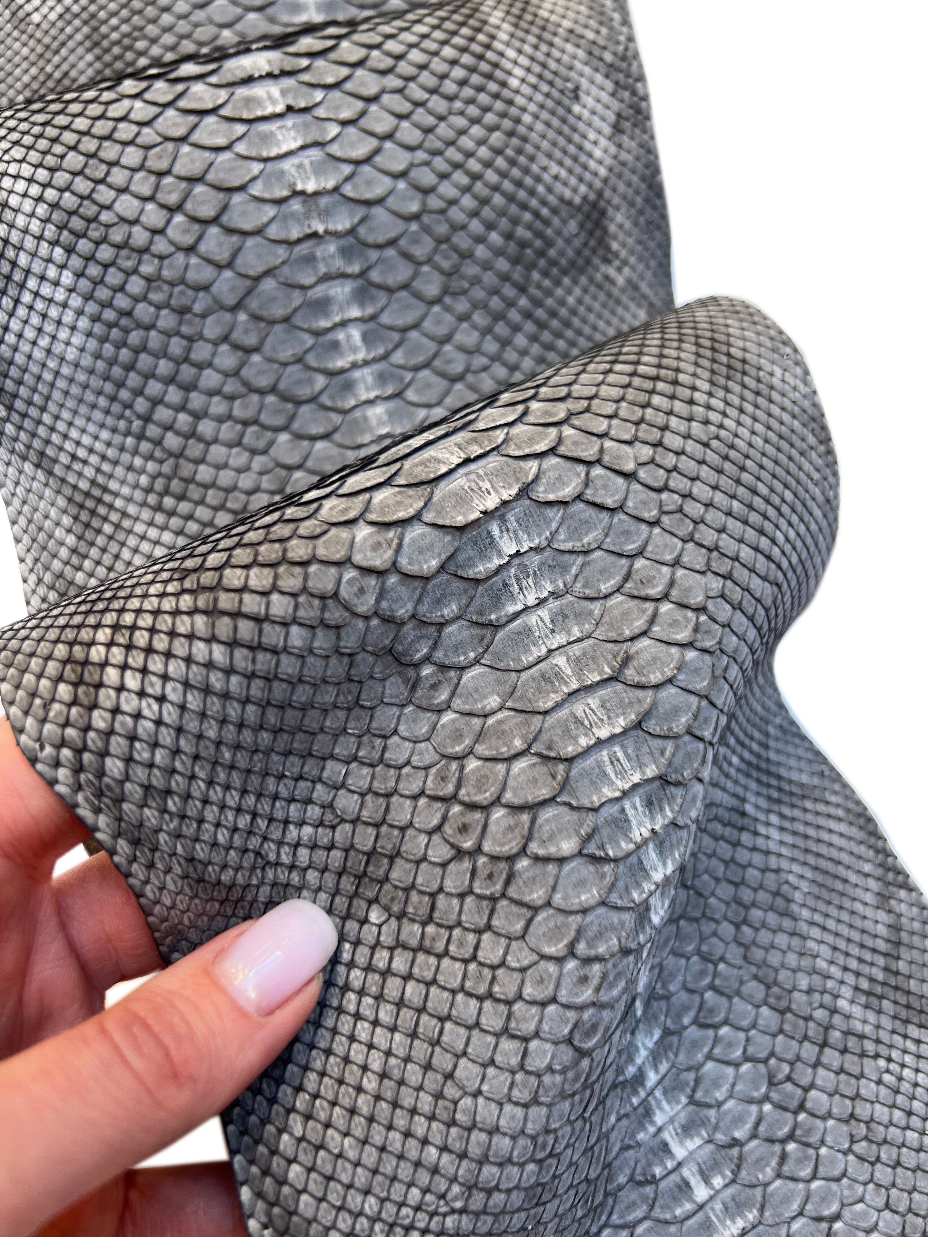 Genuine Gray Python Skin Sheets // Choose Your Size // Dark Gray Real ...