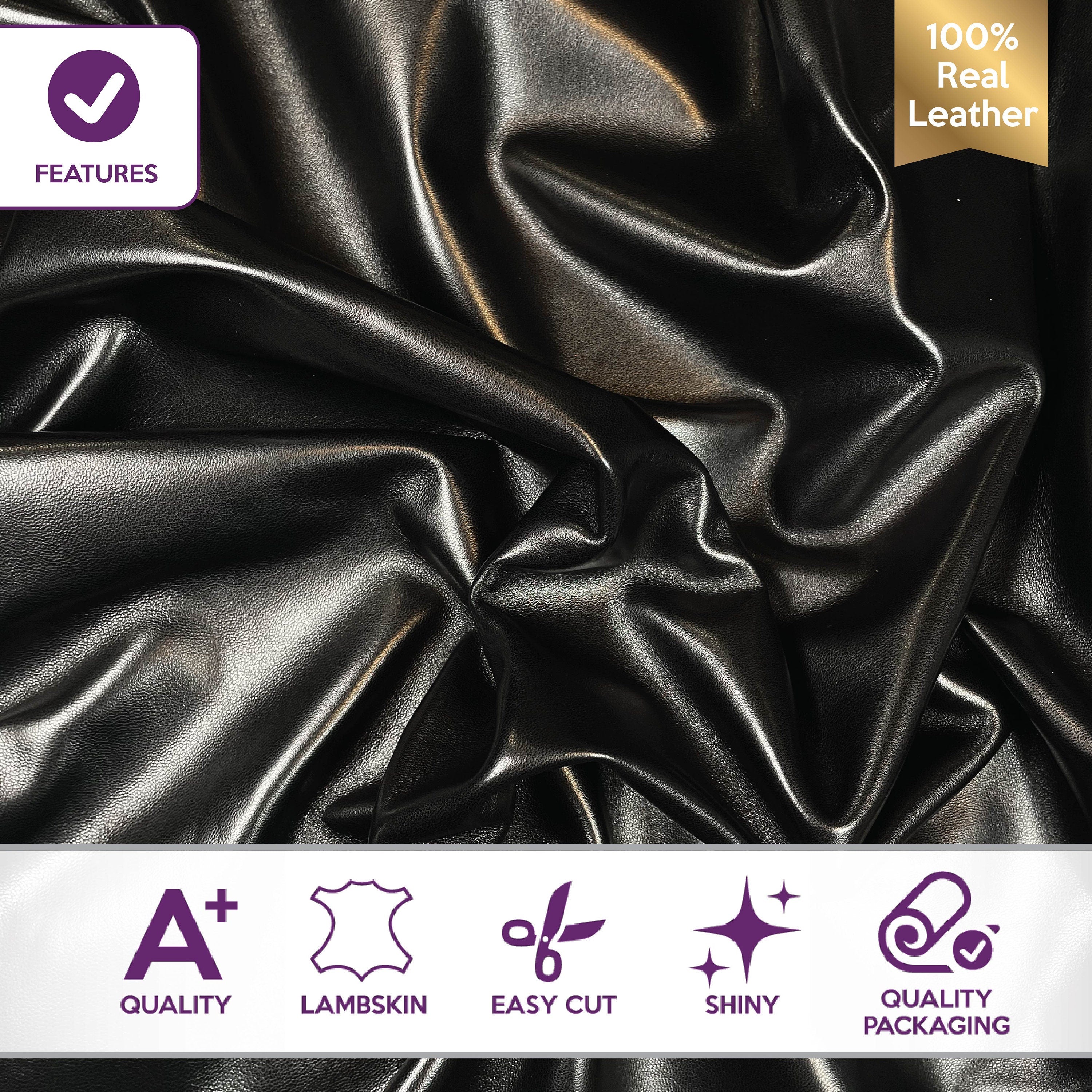 Black Lambskin Leather  0.7mm/1.75oz / PIRATE BLACK 1300