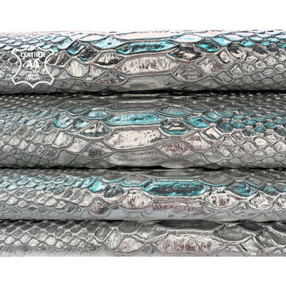 Metallic Light Silver Lambskin With Snake Print 0.9mm/2.25oz LIGHT SILVER SNAKE 897