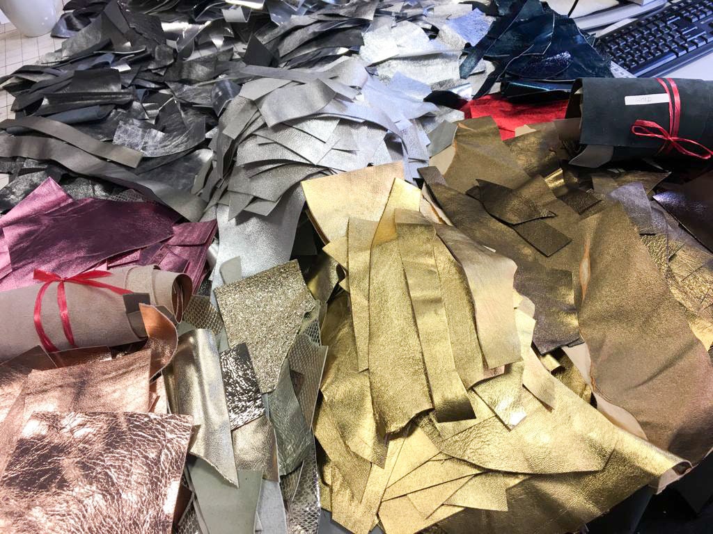 Metallic Lambskin Scrap Mix / Pieces Of Silver, Rose Gold, Gold, Pink