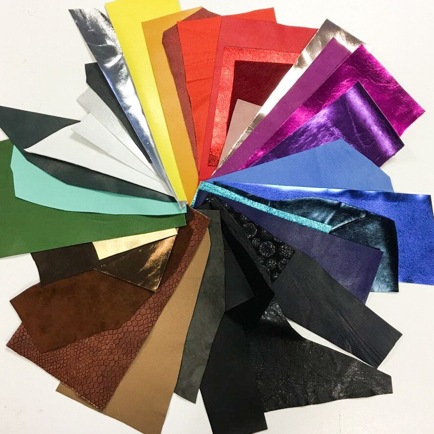 MIX Leather Scraps Colorful Lambskin Calf Fabric  DIY Renmants