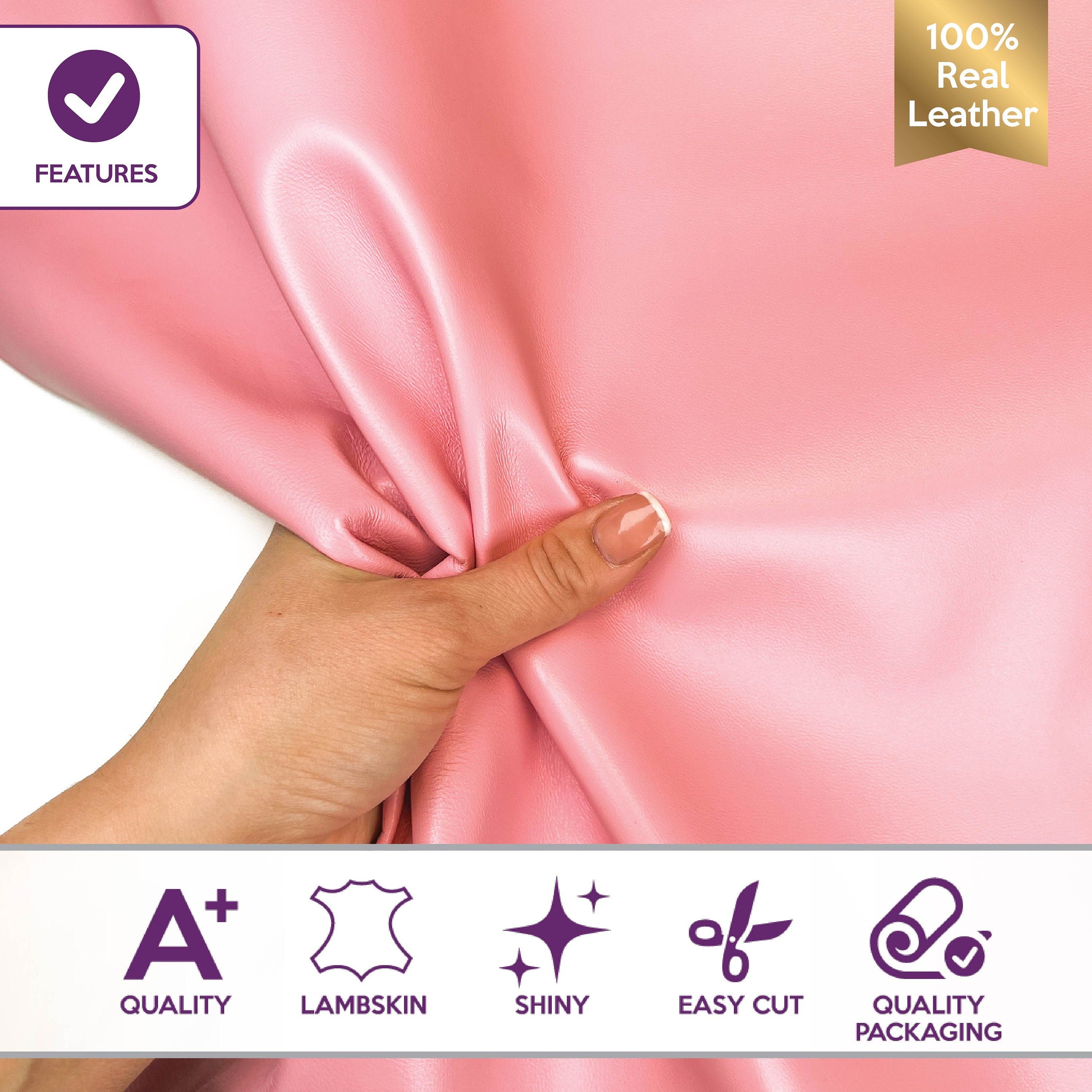 Pink Lambskin Leather Hides 0.8mm/2oz / LILAC CHIFFON 578