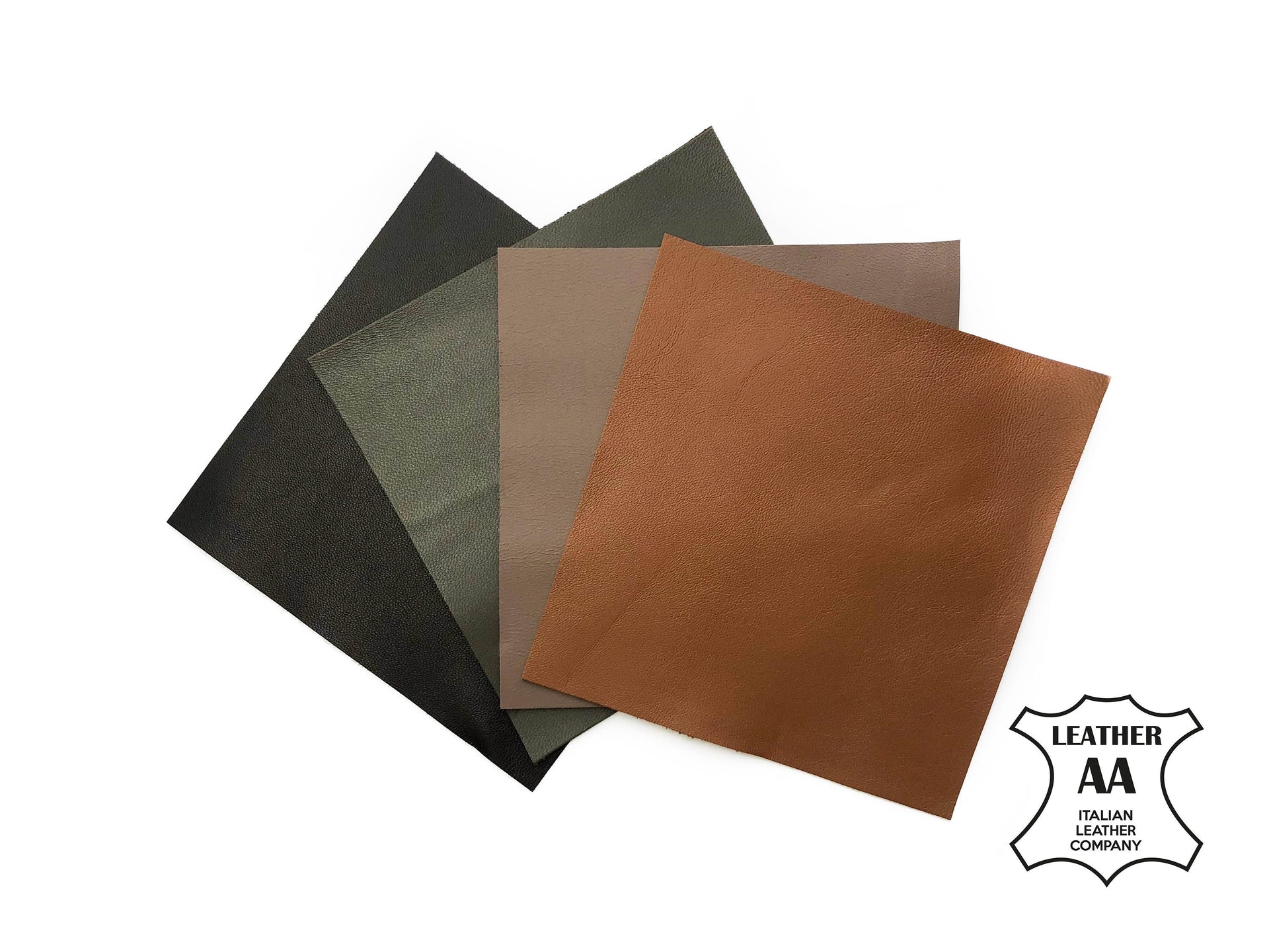 Brown Snake 4pcs Set 5x5in Genuine Leather Pieces- Print,Metallic