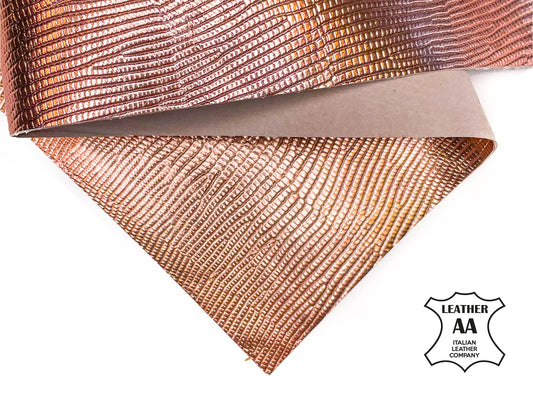 Rose Gold Lambskin Sheets With Print .6mm/1.5oz / ROSE LIZARD 1092