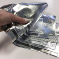 Metallic Silver Lambskin Scarps Small Shiny Renmants