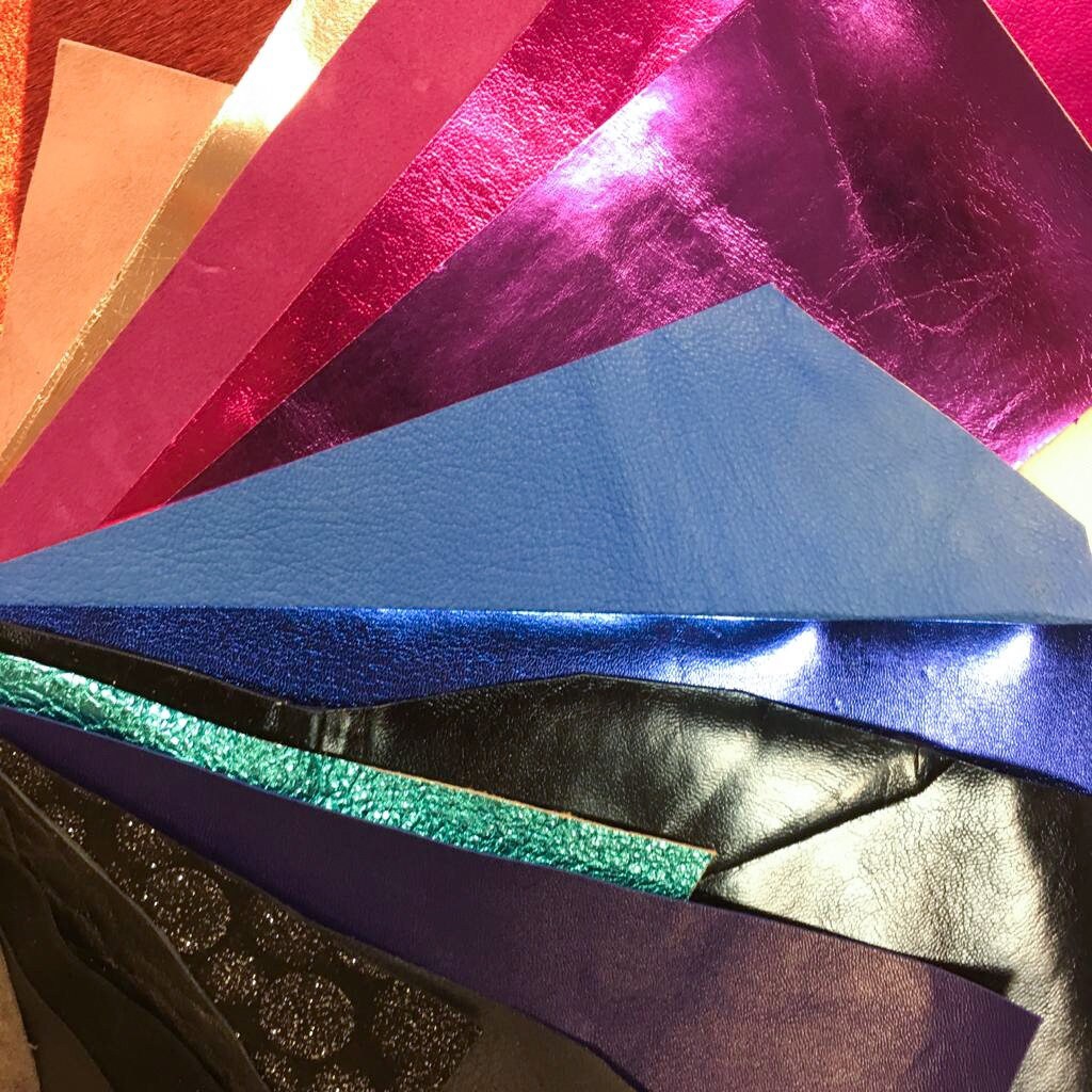 MIX Leather Scraps Colorful Lambskin Calf Fabric  DIY Renmants