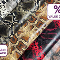 Realistic Snake Print Lambskin Leather With Embossed Scales Bundle of 7 Full Skin
