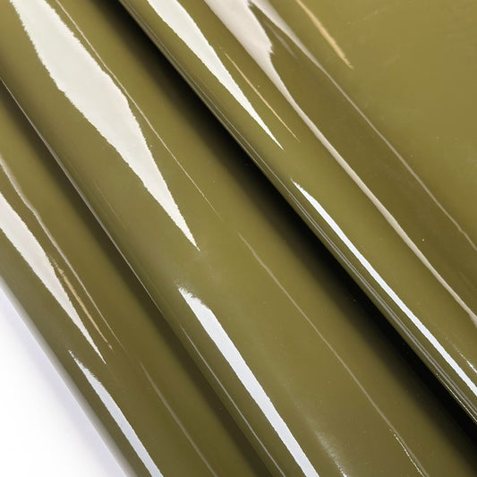 Shiny Green Patent Lambskin Leather 0.8mm//2oz Khaki Patent 1625