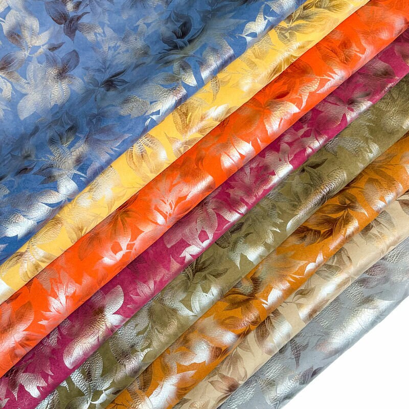 Colorful Flower Lambskin Leather 0.5-0.6mm-2.25-2.5oz / SPRING FLOWERS 1258