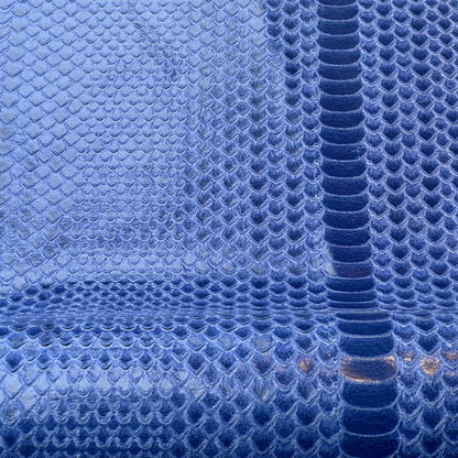 Blue Lambskin Leather With Laser Cut Snake Print 0.8mm/2oz Blue Snake 1618