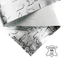 Shiny Metallic Silver Lambskin With Print 1mm/2.5oz SILVER GALAXY 1506
