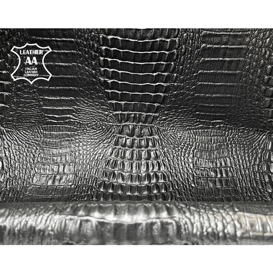 Black Crocodile Print Lambskin 0.8mm/2oz / GENUINE CROCODILE PRINT 1051