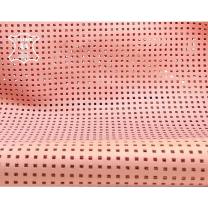 Pale Pink Perforated Print Lambskin 0.7mm/1.75oz / PEACH PERFORATION 1304