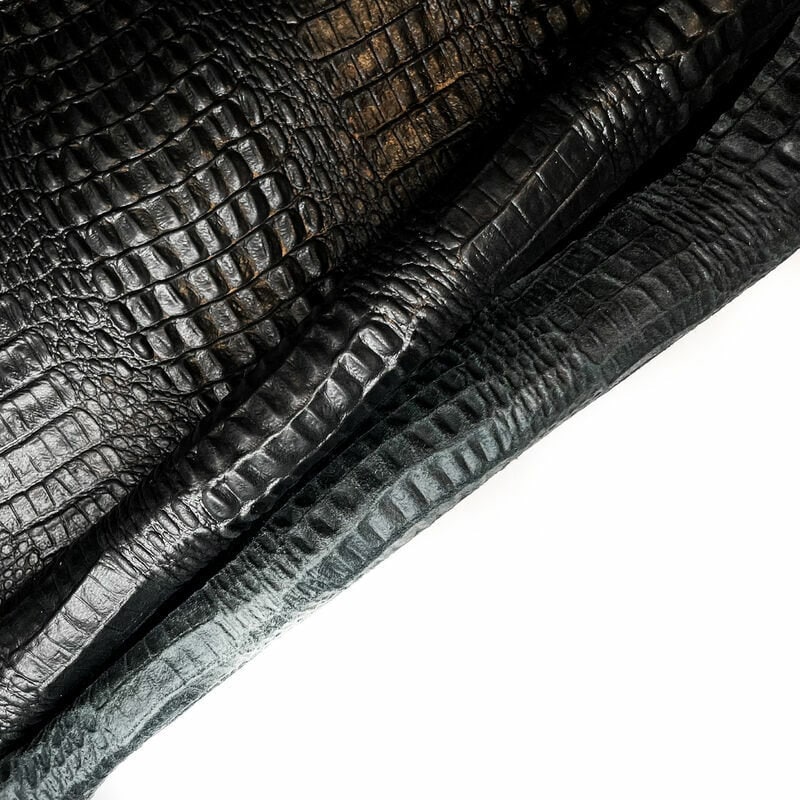 Black Crocodile Print Lambskin 0.8mm/2oz / GENUINE CROCODILE PRINT 1051