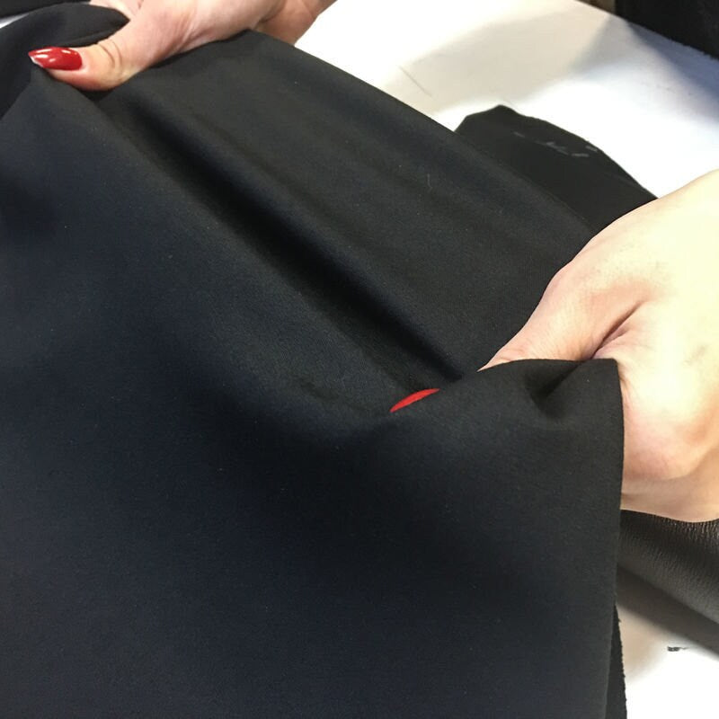 Black Stretch Leather For Legging, Pencil Skirt, Elastic Cotton Layer 269 / 0.6mm/1.5oz