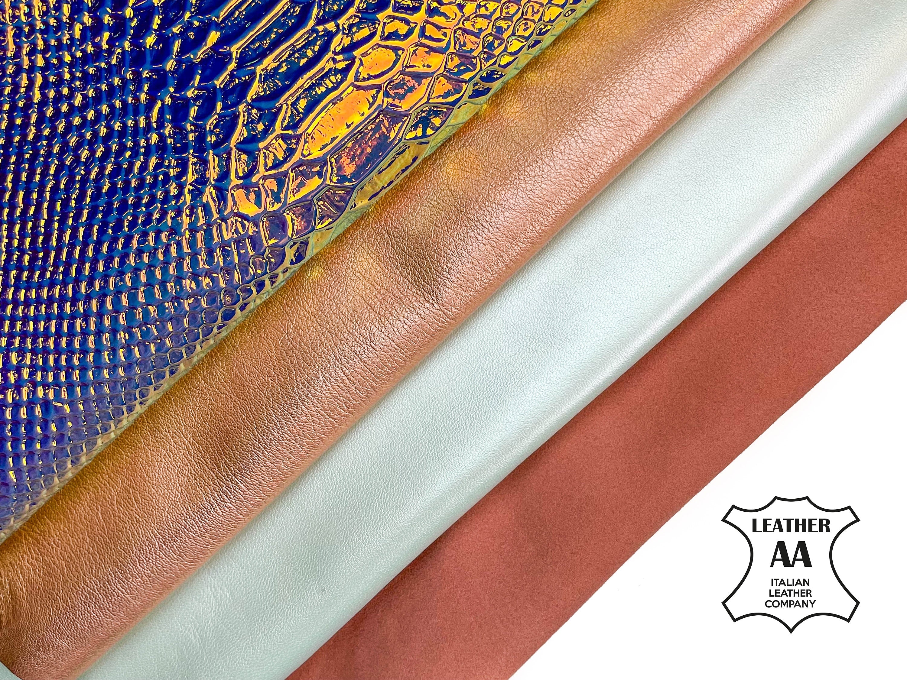 Holograohic, Rose Gold, Beige & Mint Green Embossed Metallic Lambskin Bundle Of 4 Skins