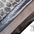 Unique Dark Gray Blue Sparkles Animal Print Silver Metallic Suede Lambskin Bundle of 4