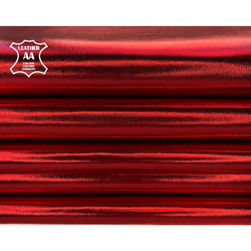 Red Metallic Lambskin Leather Hides 0.8mm/2oz RUBY RED