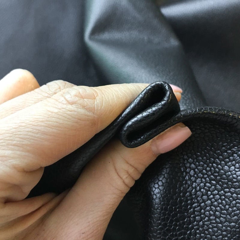 Textured Black Lambskin Leather 2oz/0.8mm / BUMPY BLACK 846
