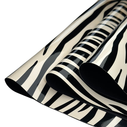 Zebra Print Lambskin Patent Leather Sheets 0.7mm/1.75oz ZEBRA 848
