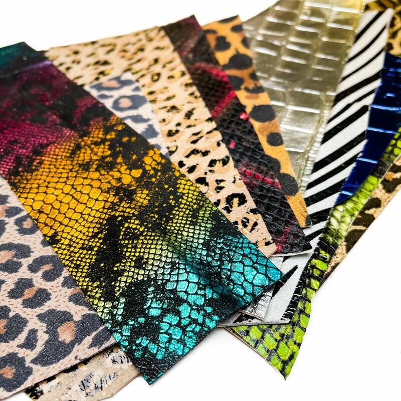 Animal Print Lambskin / Surprise Scraps / All Size Pre-cut DIY Sample Mix
