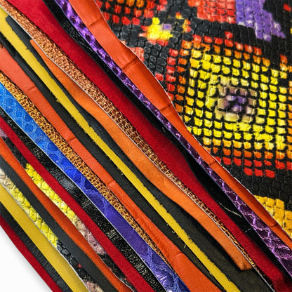 Crazy Snake Print Mix Limited Leather Remnant Packs 0.8-1.3mm/2-3.25oz