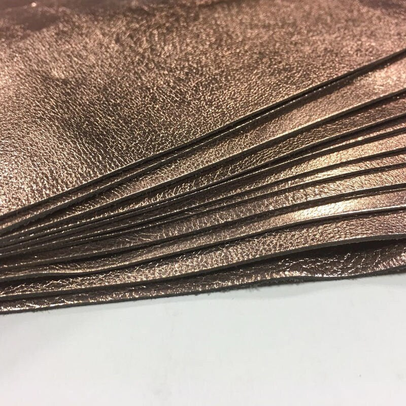 Rose Gold Metallic Scraps Shiny Lambskin Renmants